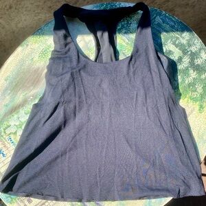 Blue life fit workout top shiny glitter build in bra black small